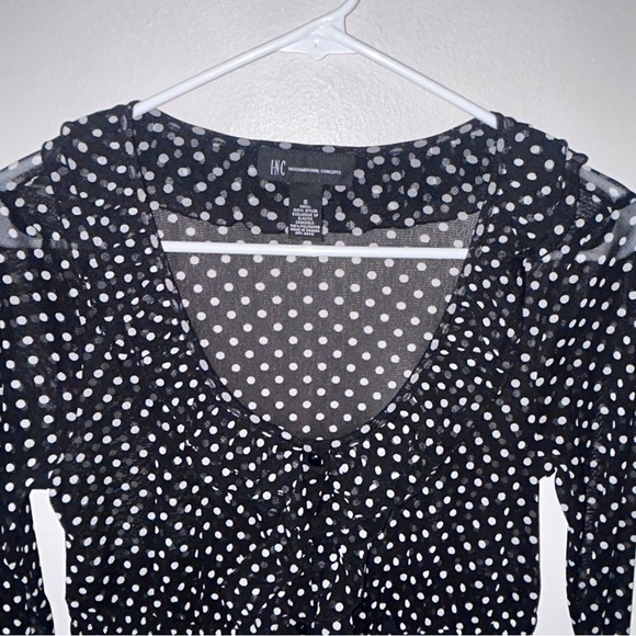 INC International Concepts Blue Ruffled Tie Front Blouse - Picture 3 of 5